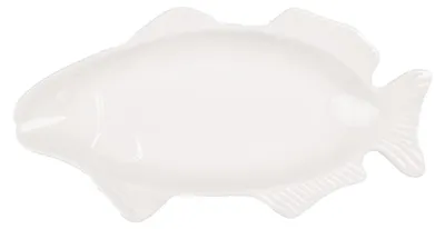 Image de Clayre & Eef Échelle de poisson 30x15x3 cm Blanc Céramique