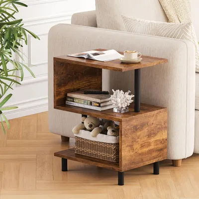 Productafbeelding van Elzusha - Houten Bijzettafel met Modern S-Design
