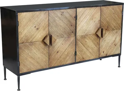 Immagine prodotto di Milani Home - madia credenza in legno e metallo 147 x 44 x 85 cm, legno naturale e nero