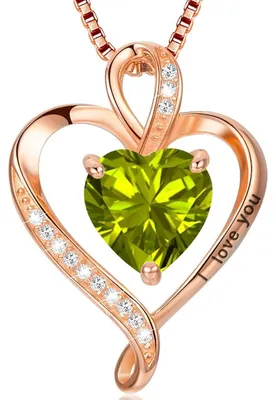 Produktbild von Herz Kette Damen Silber 925 mit "I love you" Gravur und Geburtsstein, Roségold-Finish