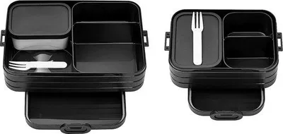 Produktbild von Kleine Brotbox mit 4 Fächern, schwarz, TPE/PP/ABS