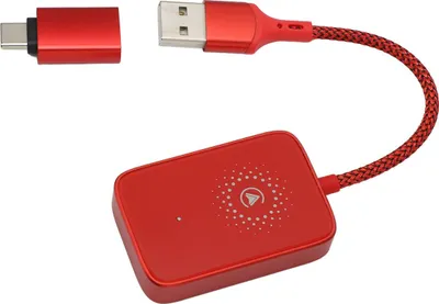 Productafbeelding van Draadloze adapter voor Carplay, 2-in-1 converterbox, zet een bedrade verbinding om in een stabiele draadloze verbinding, plug-and-play dongle, auto, rood