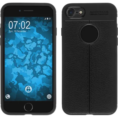 Produktbild von PhoneNatic Case kompatibel mit Apple iPhone 8 - schwarz Silikon Hülle Lederoptik Cover