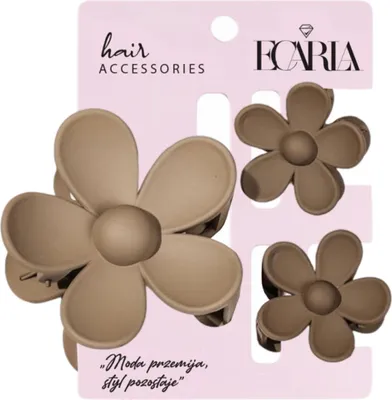 Immagine prodotto di ECARLA - Set di 3 fermagli per capelli a forma di fiore marrone