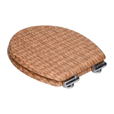 Produktbild von WC-Sitz mit Absenk-Automatik, Soft-Close, Universell passend, MDF Holz-Kern, ovale O-Form, EU-Größe, bis 120 kg