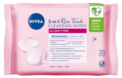 Image de Lingettes micellaires à l'eau de rose bio pour femmes 25 - Nivea