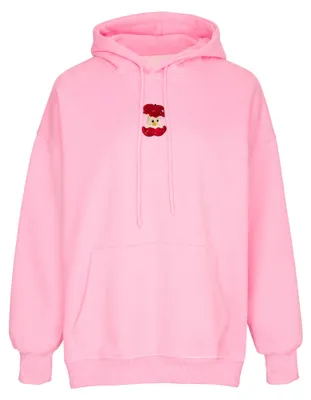 Produktbild von Damen Strickhoodie rosa M mit Kapuze und Kängurutasche