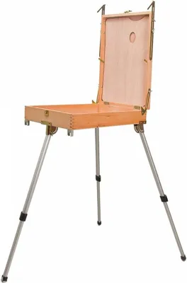 Imagen del producto de Caballete portátil | Caballete con asa de transporte, compacto, caballete de mesa con caja de pinturas, ideal para pintar al aire libre o en el estudio