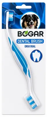 Imagen del producto de Bogar UBO0711 Cepillo de dientes para perros Ergo Dual, con 2 cabezales, para la higiene dental canina, 1 unidad