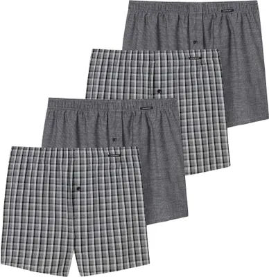 Produktbild von SCHIESSER Herren Web-Boxershorts, 4er Pack - Unterhose, Baumwolle Grau 4XL
