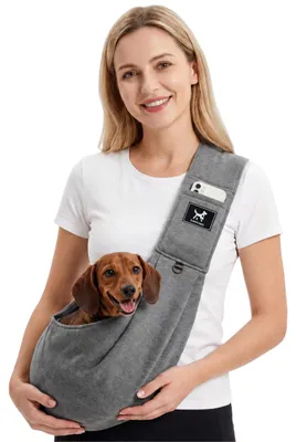 Produktbild von Hundetragetasche L, dunkelgrau, breite gepolsterte Schulterriemen, 1 Stück, für kleine Hunde und Katzen
