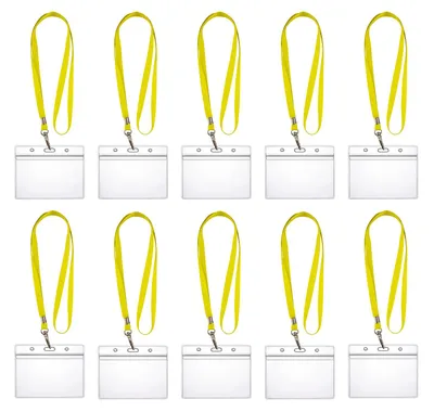 Produktbild von 10x Ausweishülle ZIP Kartenhalter wasser- & staubdicht horizontal +10x Schlüsselband GELB Ausweis Halter Komplettset mit Lanyards Kartenschutzetui