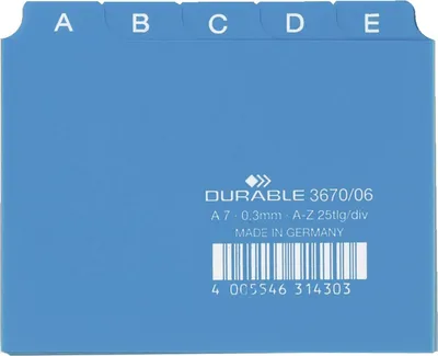 Obrázok produktu pre Durable 367006 - Alphabetischer Registerindex - PVC - Blau - A7 - 0.3 mm - 105 mm
