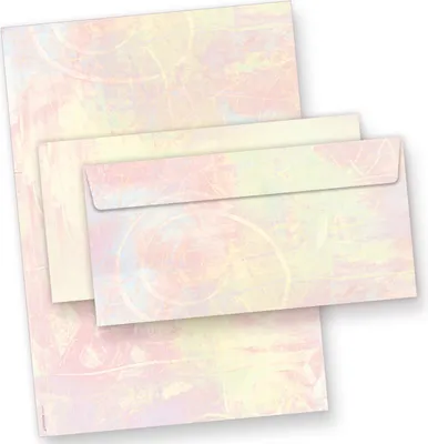Produktbild von Briefpapier mit Umschlag Pastell 25 Sets beidseitig Briefpapier Set DIN A4 bunt Erwachsene Aquarell vintage farbig
