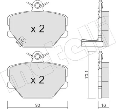 Produktbild von METELLI Bremsbeläge Satz Vorne Bremsklötze für SMART FORTWO Coupe (451) 22-0341-0