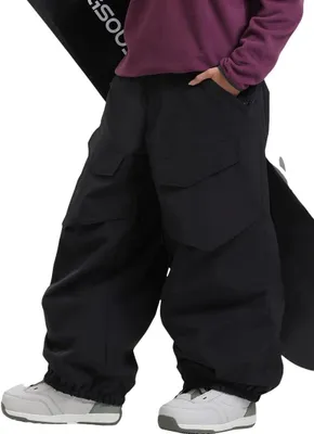 Produktbild von Lockere Snowboardhose für Damen und Herren, in Schwarz, wasserdicht und winddicht, mit mehreren Taschen
