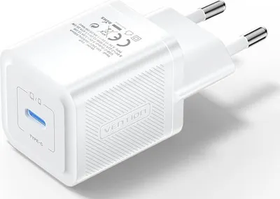 Zdjęcie produktu dla Wall charger, Vention, FEPW0-EU, USB-C, 20W, GaN (white)