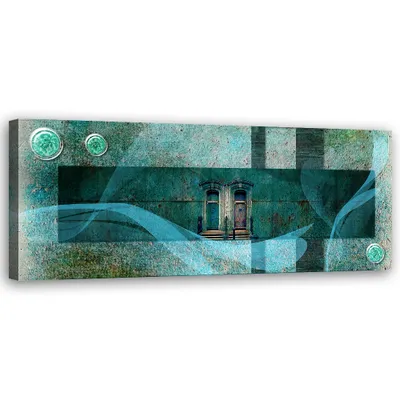 Produktbild von Leinwandbild Türkisfarbene Abstraktion 120x40 Feeby Türkis bild für die wand bereit zum aufhängen