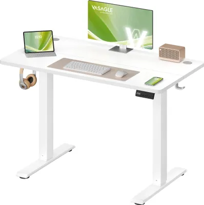 Produktbild von VASAGLE Elektrisch verstellbarer Stehtisch, Memory-Funktion mit 4 Höhen, Schreibtisch für Home Office, 100 x 60 cm, weiß