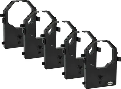 Produktbild von vhbw 5x Farbband Schriftband kompatibel mit Compuprint PRC3242, 324FBS, 324FB Nadeldrucker, Bondrucker - Schwarz