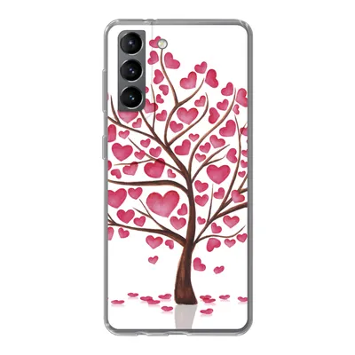 Produktbild von MuchoWow® Handyhülle Schutzhülle Hülle für Samsung Galaxy S21 Eine Illustration eines Baumes mit Herzen Silikon Softcase Handy Hülle - Softcase