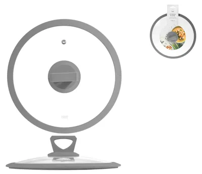 Image de H&H Couvercle en verre avec silicone gris, 26 cm