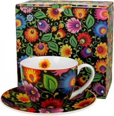 Produktbild von DUO ETNO Tasse 280 ml ETNIC mit Untertasse, New Bone China Porzellan
