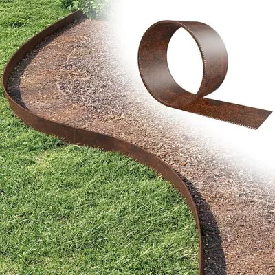 Produktbild von FIVMEN 20M Rasenkanten Metall verzinkt, 15cm hoch – Flexible Beeteinfassung, Mähkante oder Baumring, mit Zahnung & Falz, Ideal für Gartenbegrenzungen, Langlebig und Einfach zu Montieren,Corten