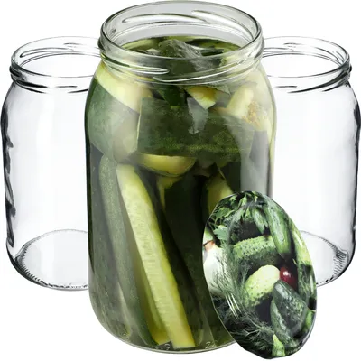 Image de KADAX bocaux 900 ml, bocal à couvercle à visser, bocaux à confiture, bocaux à provisions, bocaux à conserves (8 pièces, cornichons)