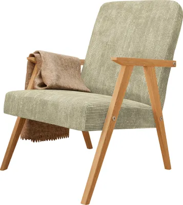 Produktbild von Sessel Petra klassische Sessel Retro im minimalistischen Stil Scandinavian Holz Farbe: Poso 47 – olivgrün