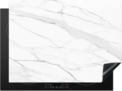 Produktbild von KitchenYeah© Herdabdeckplatte Marmor - Weiß - Linie - Muster - Luxus - Marmoroptik , 71x52cm, Küche Deko, Glaskeramikkochfeld Herdabdeckung, Abdeckplatte fùr Kochfeld