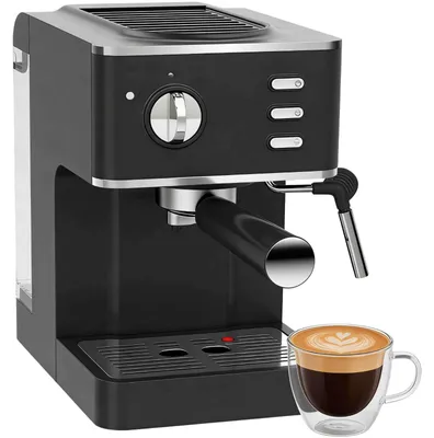 Image de Machine à expresso Zimilo à porte-filtre 20 bars, 1 350 W, avec mousseur à lait, réservoir d'eau de 1,2 l, buse à vapeur en acier inoxydable, pour expresso, cappuccino et latte