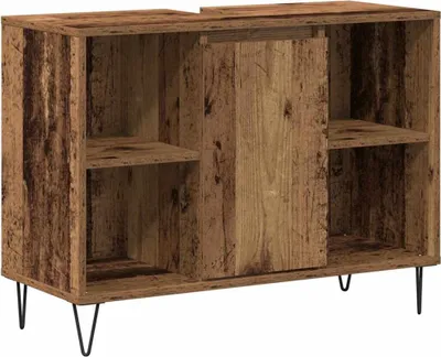 Image de Cabinet de salle de bain avec porte Bois Ancien 80 x 33 x 60 cm