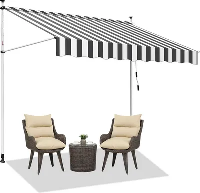 Immagine prodotto di Tenda da sole Jopassy Tenda da sole senza forature Tenda da sole per balcone regolabile in altezza Tenda da sole per balcone 300 cm Bianco Grigio