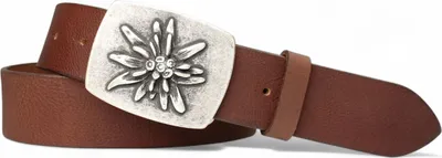 Produktbild von FRONHOFER Trachtengürtel Damen und Herren, Edelweiß Gürtelschnalle, 4 cm echt Ledergürtel