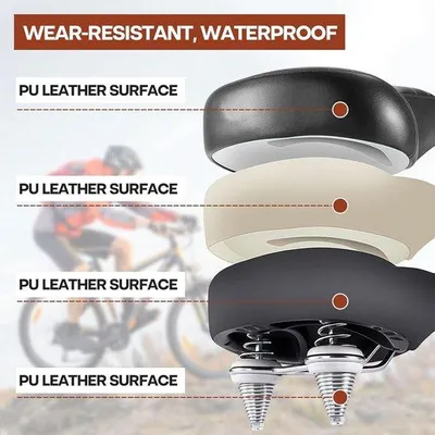 Produktbild von Bequemer Fahrradsattel, ergonomischer Fahrradsattel für Damen und Herren, breiter, wasserdichter, stoßdämpfender Sattel für Citybikes und Mountainbikes