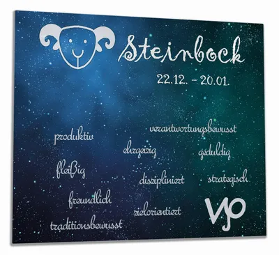 Produktbild von Wallario Herdabdeckplatte aus Glas, Größe 60 x 52 cm 1-teilig, Motiv Sternzeichen Steinbock