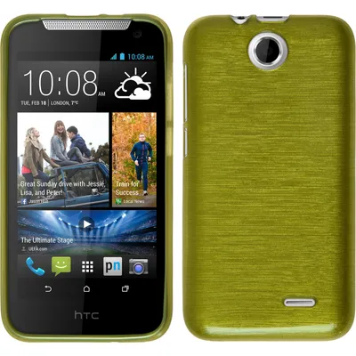Produktbild von PhoneNatic Case kompatibel mit HTC Desire 310 - pastellgrün Silikon Hülle brushed + 2 Schutzfolien