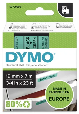 Obrázok produktu pre S0720890 Dymo D1 19Mm Schwarz-Gruen