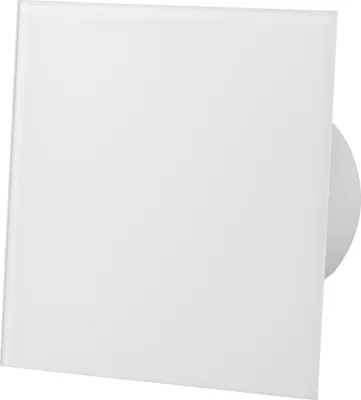 Productafbeelding van dRim 125 HS ventilator met vochtsensor, wit glanzglas, ventilatorset met voorpaneel
