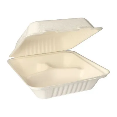 Produktbild von 125 Menüboxen, Zuckerrohr pure 3-geteilt 7,7 cm x 20 cm x 22 cm weiss