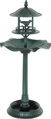 Image de Outsunny Bain d'oiseaux Abreuvoir pour Oiseaux jardinière 3 en 1 dim. Ø 50 x 113H cm polypropylène vert-de-gris