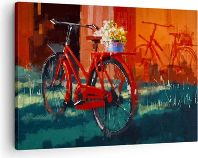 Produktbild von Bild auf Leinwand - Leinwandbild - Fahrrad Blumen - 70x50cm - Wand Bild - Wanddeko - Wandbilder - Leinwanddruck - Bilder - Kunstdruck - Wanddekoration - Leinwand bilder - Wandkunst - AA70x50-3712