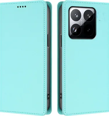 Produktbild von Handyhülle für Xiaomi 15T, Kunstleder Klapphülle Stoßfeste Magnetische Hülle mit Ständer Türkis