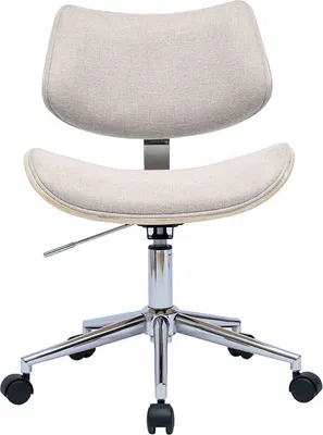 Produktbild von Miliboo - Rollender Bürostuhl im Design aus Textur-Veloursstoff in Beige, helles Eichenholz und Metall MALMO