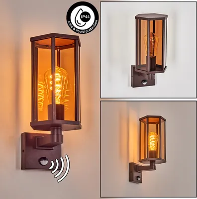 Produktbild von Atri Außenleuchte mit Bewegungsmelder, Metall/Glas, Rost-/Bernsteinfarben
