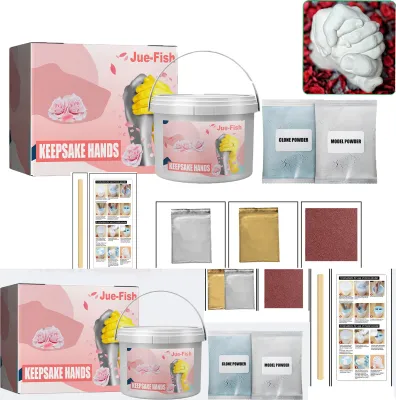Produktbild von 2set 3D Handabdruck Set, Hand Fuß Druckformpulver,3D Hand Makrolon Pulver Diy Valentinstag Jubiläum Souvenir Kindertag Muttertagsgeschenk
