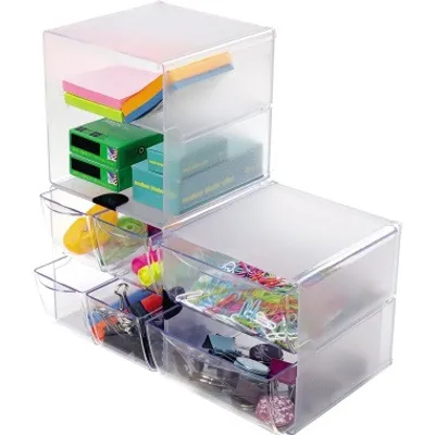 Produktbild von deflecto Organisationsbox Cube, 2 Fächer, glasklar