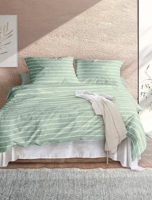 Produktbild von Irisette Easy Soft-Seersucker Bettwäsche 155x220 Streifen grün weiß 8548-30