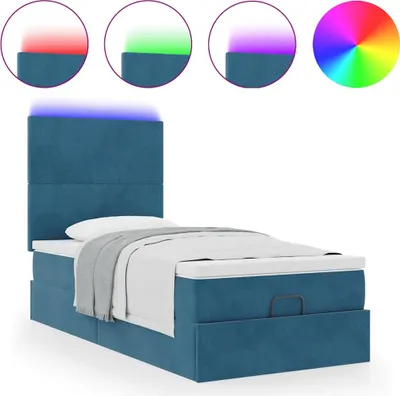 Obrázok produktu pre Osmanský rám postele s matracmi tmavomodrá 90x200 cm zamat